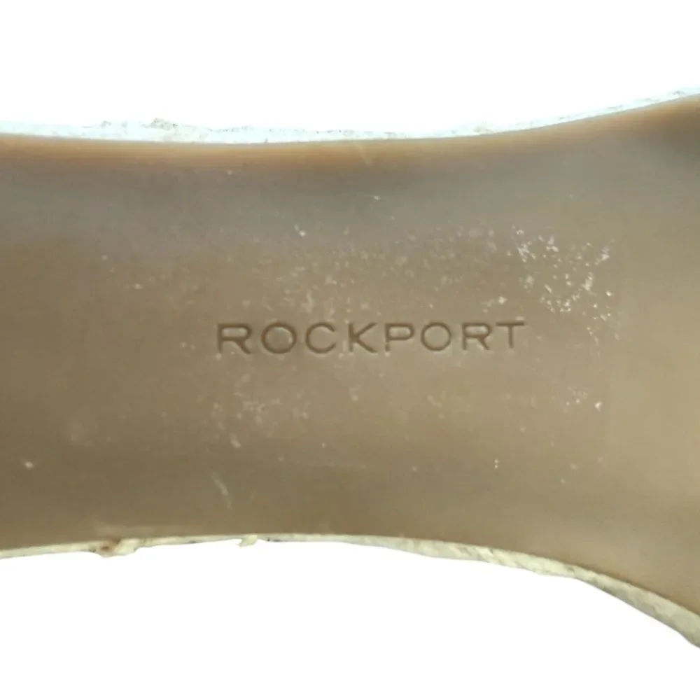 Rockport Cobb Hill Marah Taupe Suede Espadrille Wedge Sandals Size 9